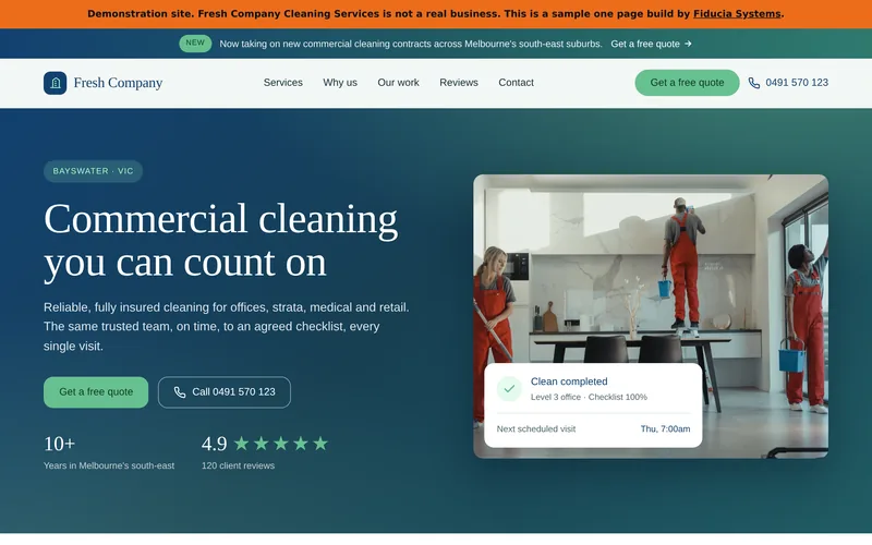The Fresh Company Cleaning demonstration site